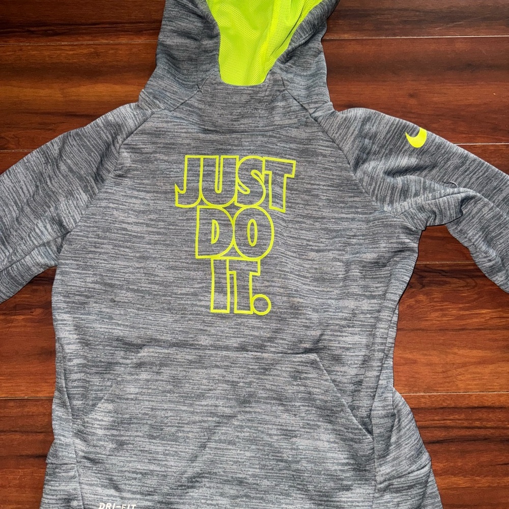 Nike Gray Hoodie with Neon Accents